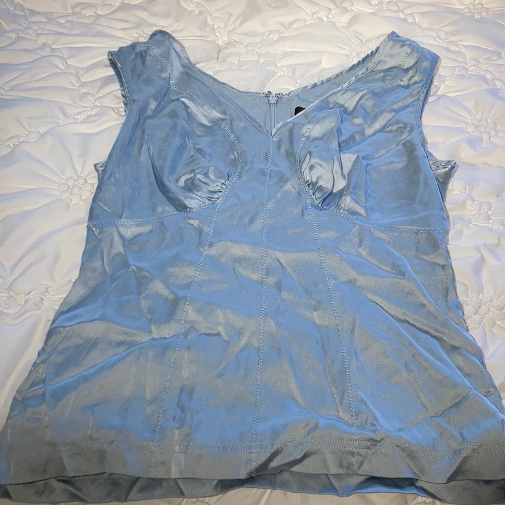 Express Stretch light blue silk tank top